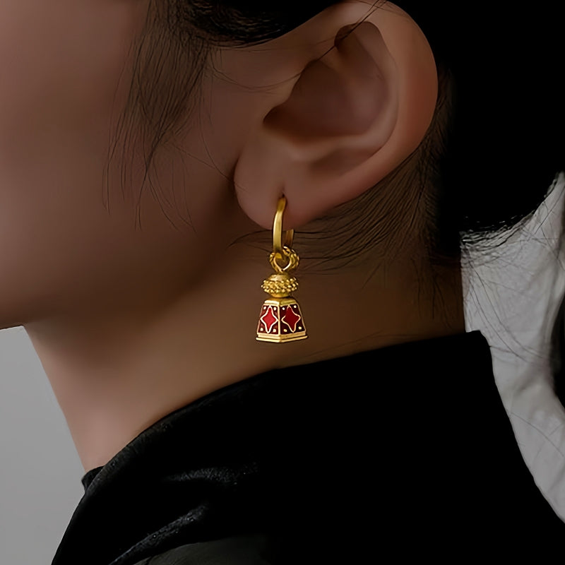 18K Gold-Plated Enamel Drip Glaze Bell-Shaped Earrings