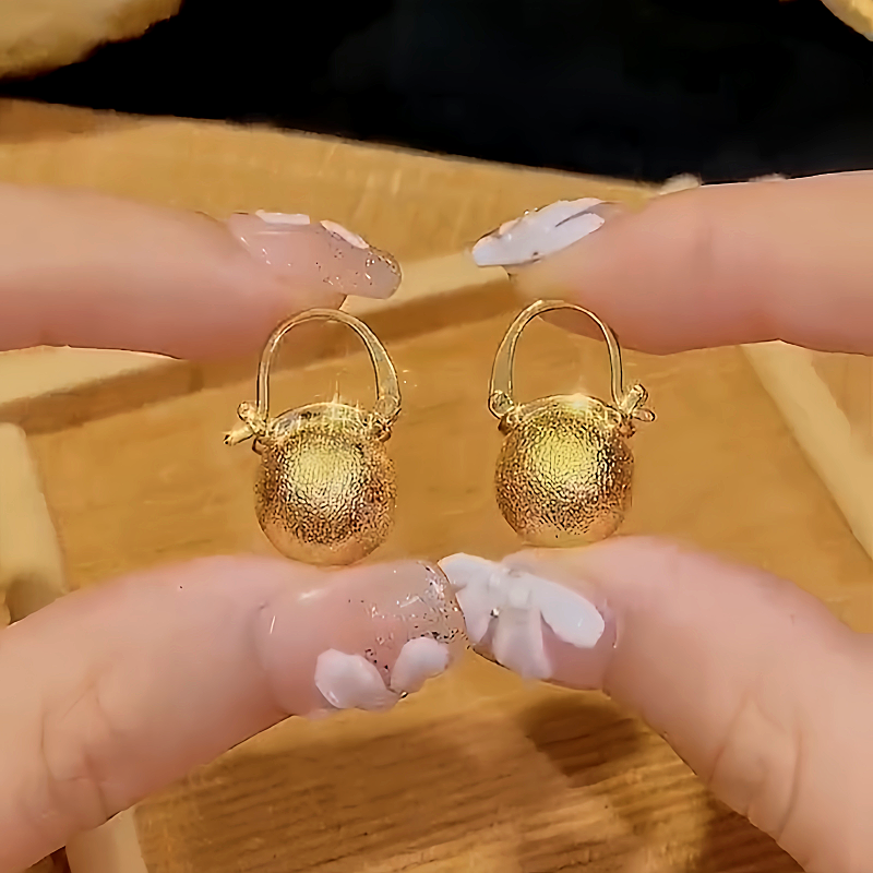 18K Gold-Plated Gilded Sandalwood Bead Earrings