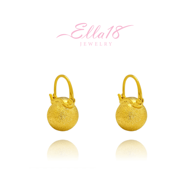 18K Gold-Plated Gilded Sandalwood Bead Earrings