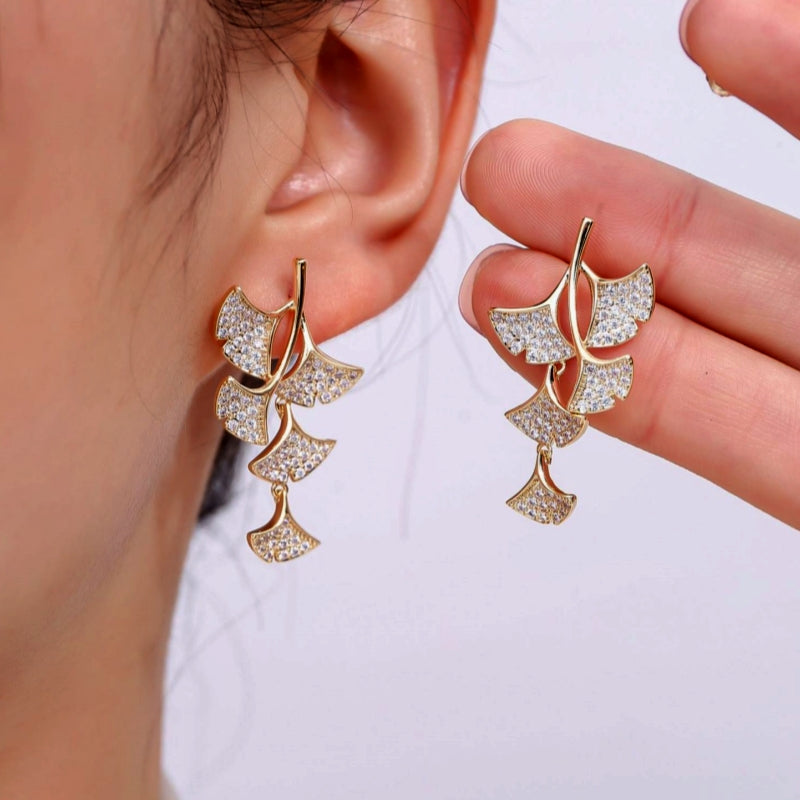 18K Gold-Plated Ginkgo Leaf Earrings