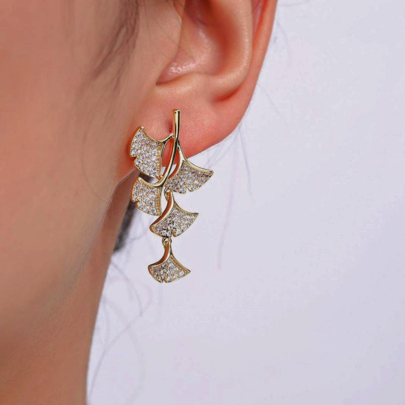 18K Gold-Plated Ginkgo Leaf Earrings