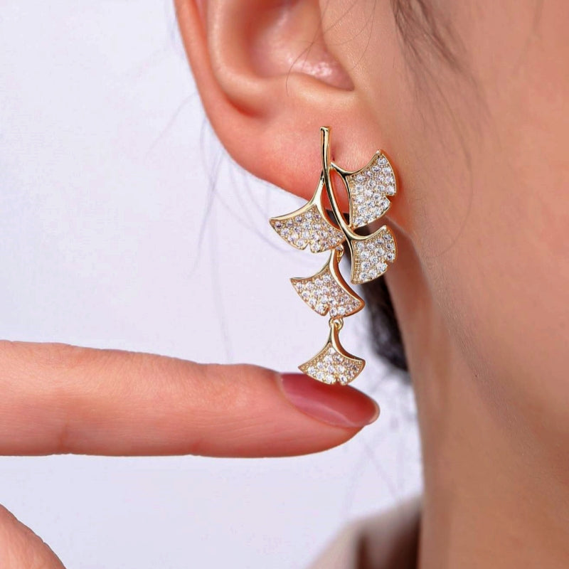 18K Gold-Plated Ginkgo Leaf Earrings