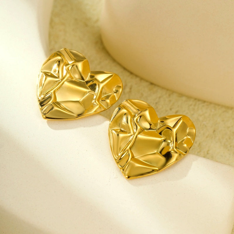 18K Gold-Plated Heart-Design Earrings