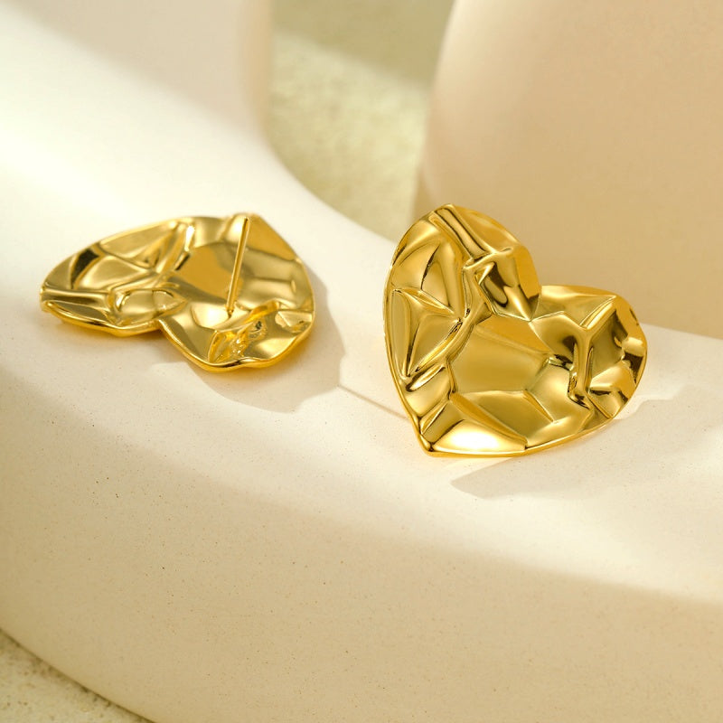 18K Gold-Plated Heart-Design Earrings