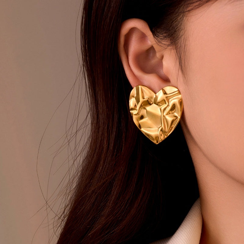 18K Gold-Plated Heart-Design Earrings