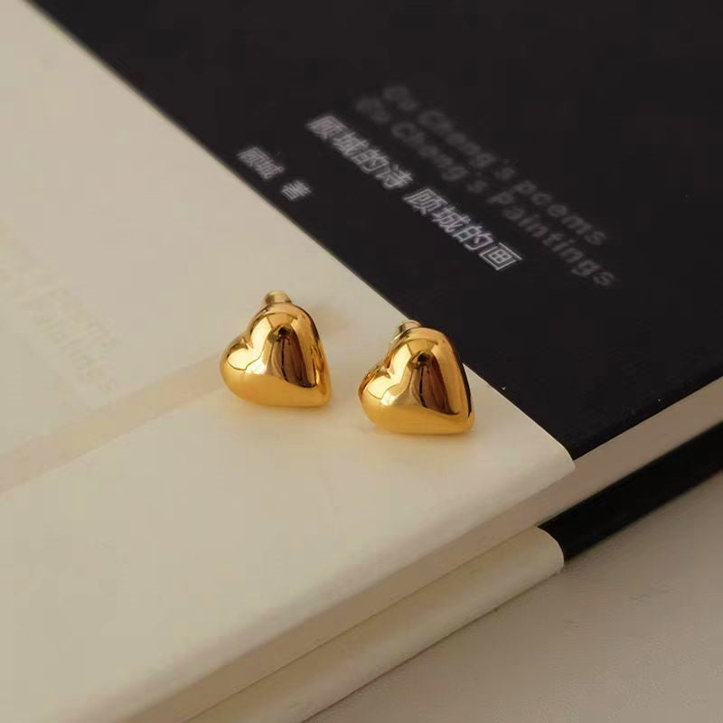 18K Gold-Plated Heart Stud Earrings