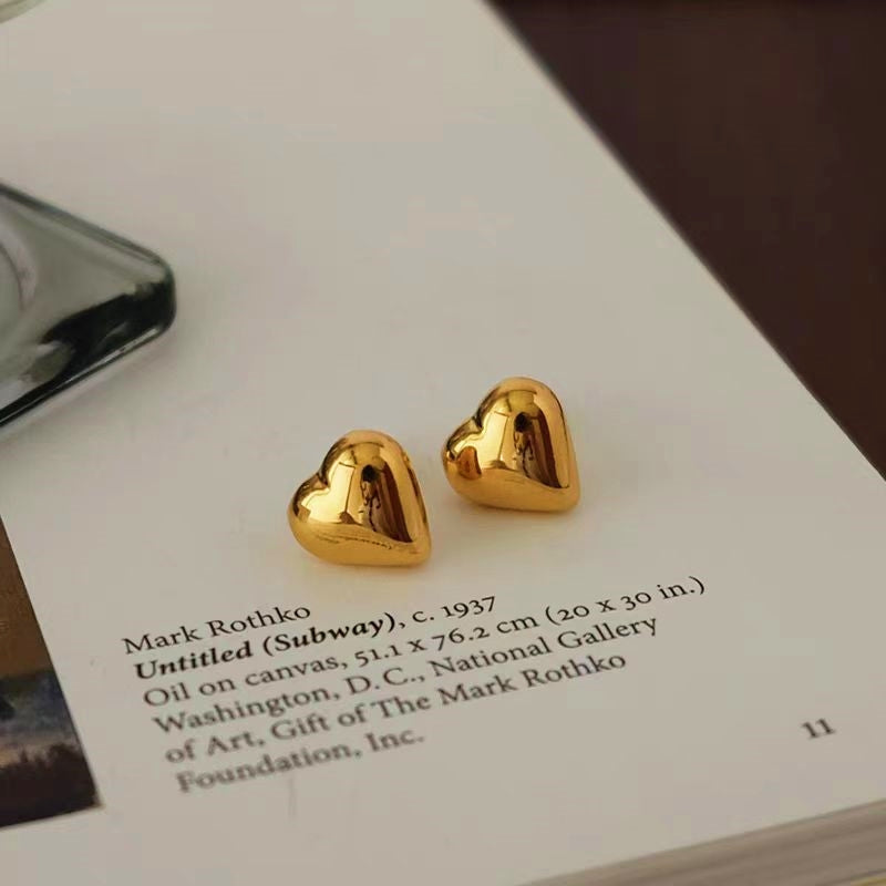 18K Gold-Plated Heart Stud Earrings