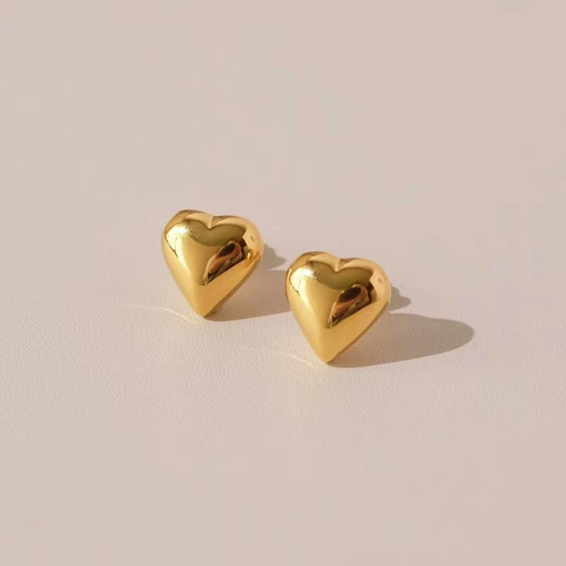 18K Gold-Plated Heart Stud Earrings