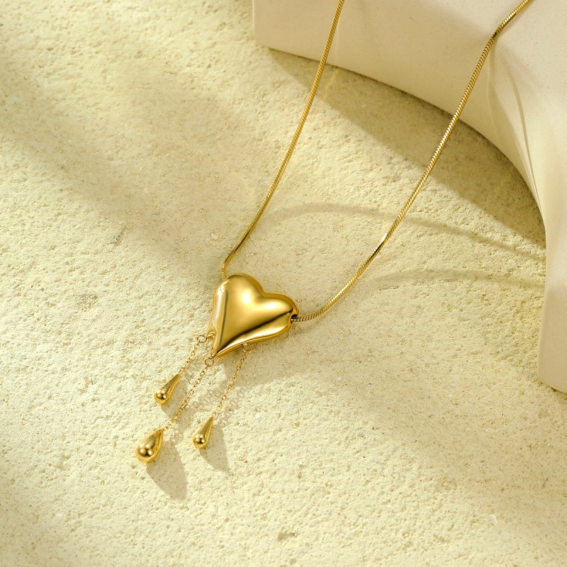 18K Gold-Plated Heart Tassel Necklace