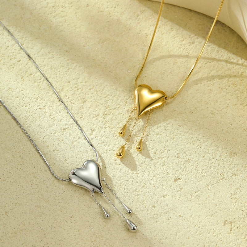 18K Gold-Plated Heart Tassel Necklace