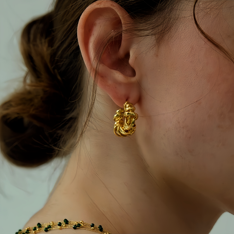 18K Gold-Plated Hollow C-Shaped Earrings