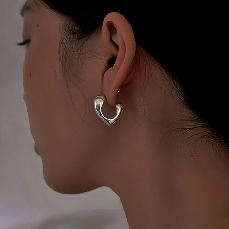 18K Gold-Plated Hollow Heart-Design Earrings