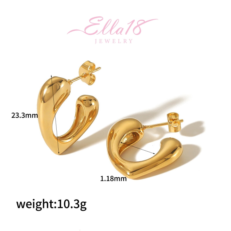 18K Gold-Plated Hollow Heart-Design Earrings