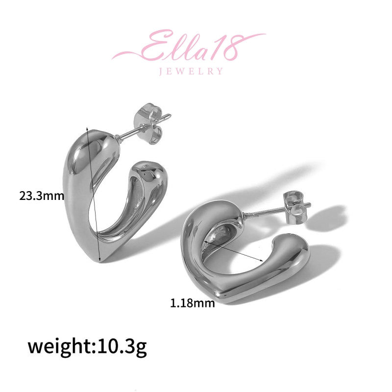 18K Gold-Plated Hollow Heart-Design Earrings