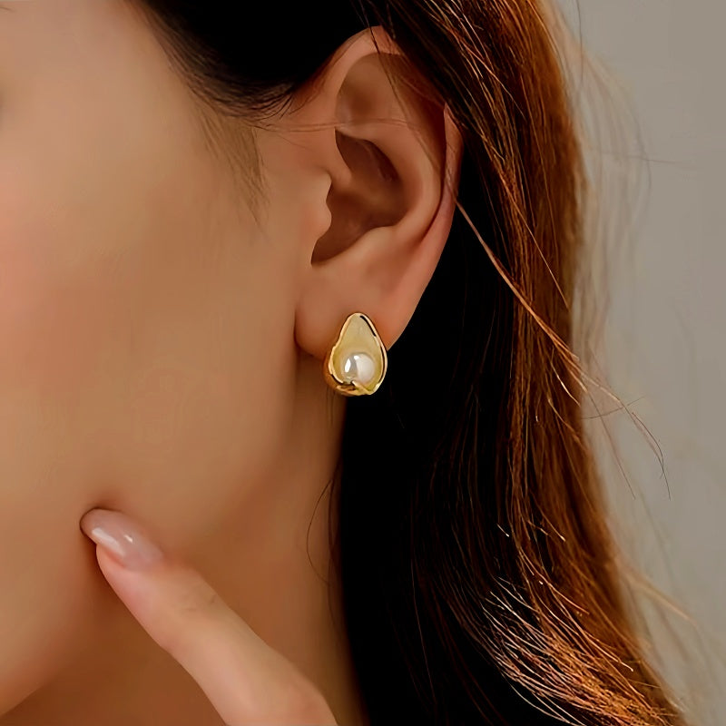 18K Gold-Plated Pearl Stud Earrings