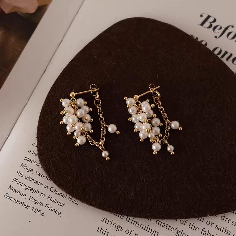 18K Gold-Plated Pearl Tassel Earrings