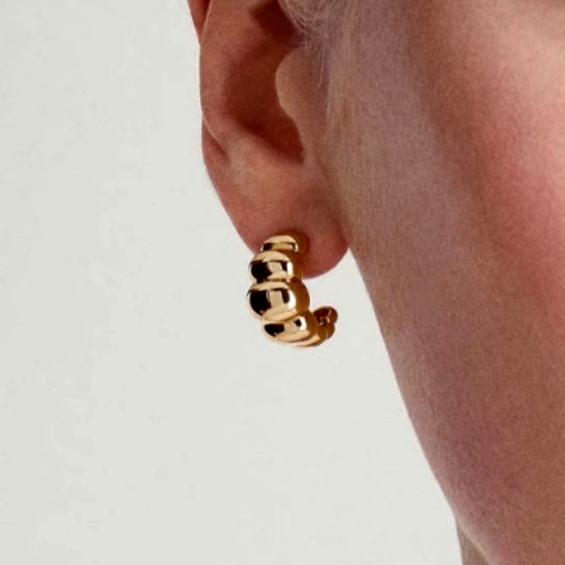 18K Gold-Plated Polished C-Shaped Earrings