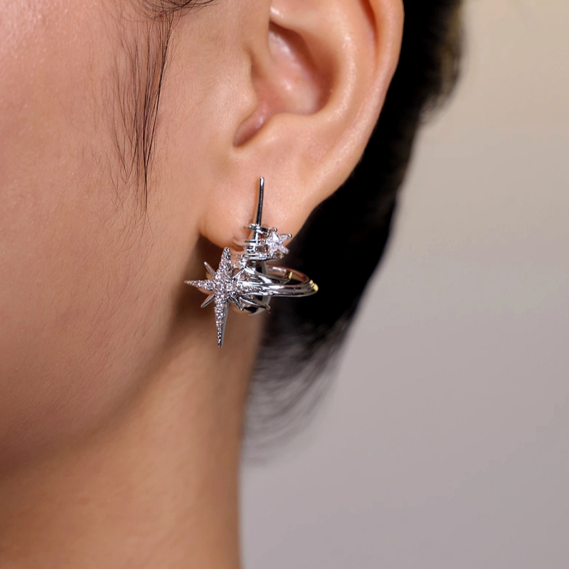 18K Gold-Plated Three-Dimensional Starburst Universe Stud Earrings