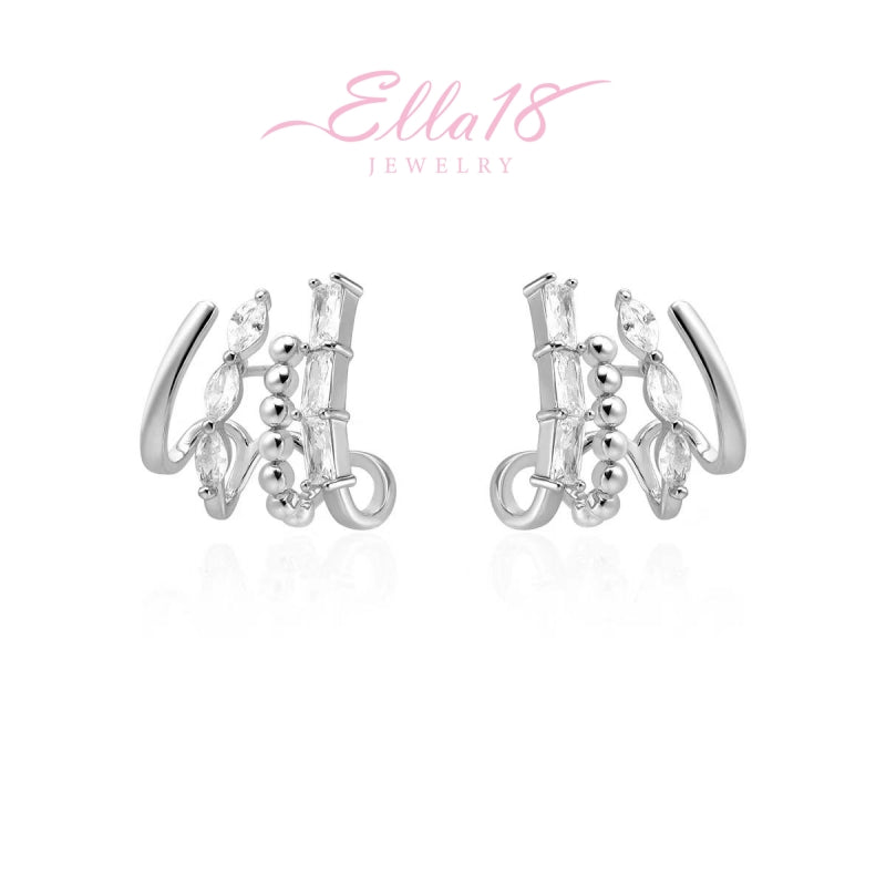 18K Gold-Plated Three-Layer Zircon Stud Earrings