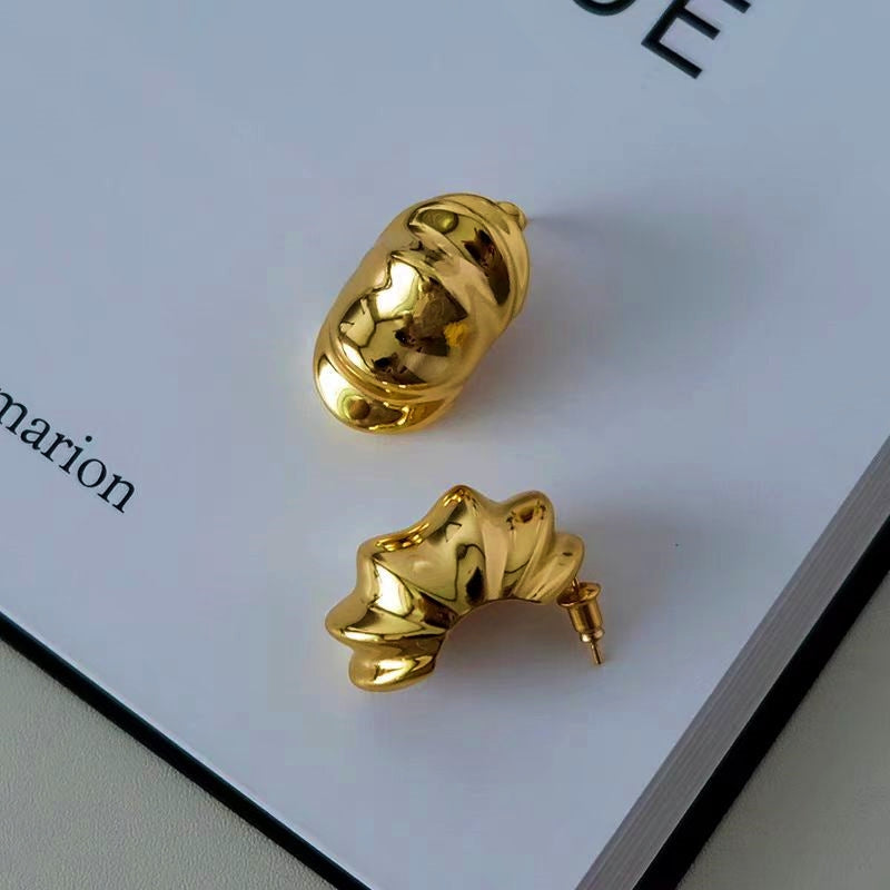 18K Gold-Plated Twisted Pattern Earrings