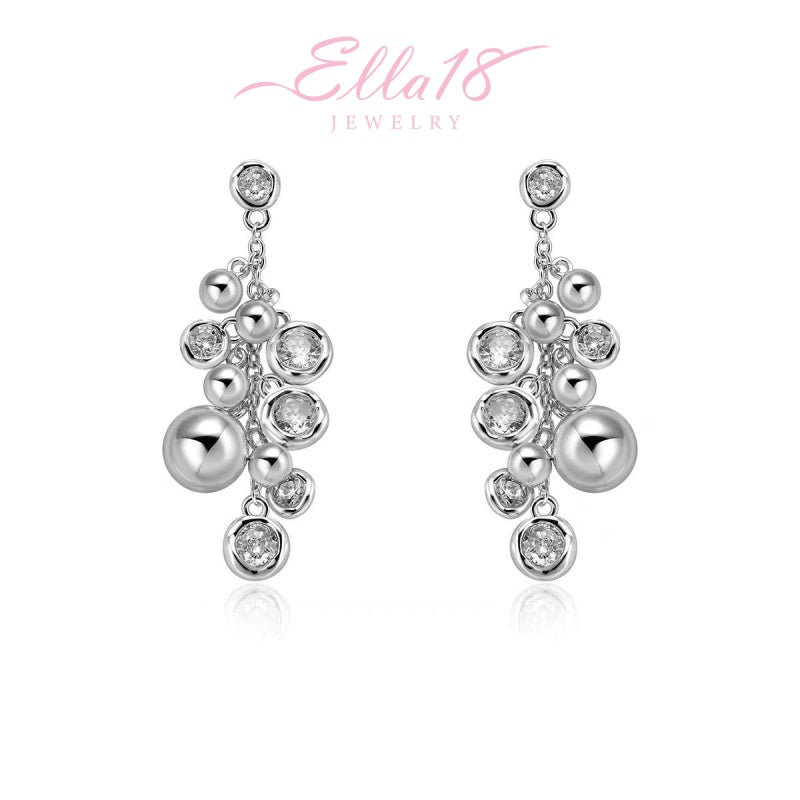 18K Gold-Plated Zircon Ball Tassel Earrings