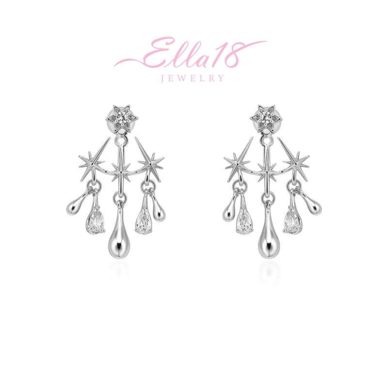 18K Gold-Plated Zircon Star Water Drop Earrings