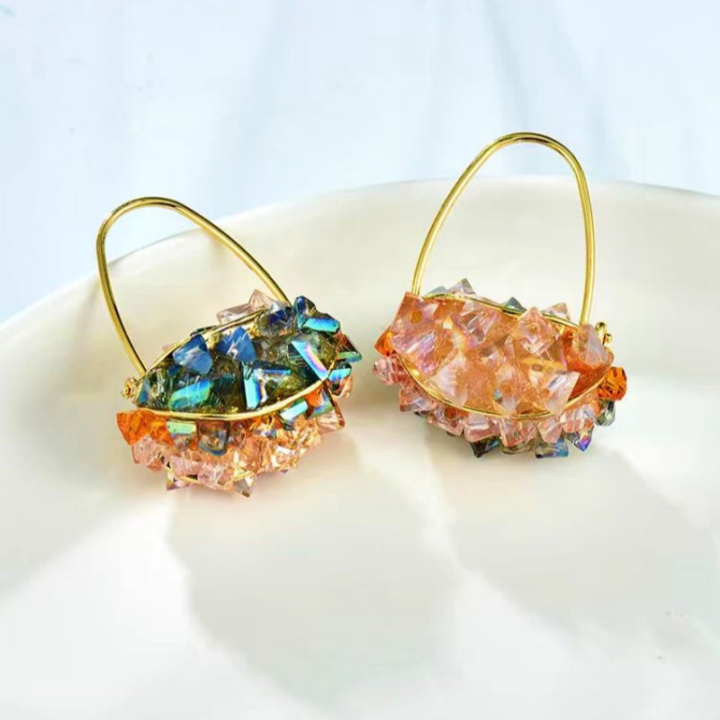 18K Gold-plated Crystal Bag Earrings