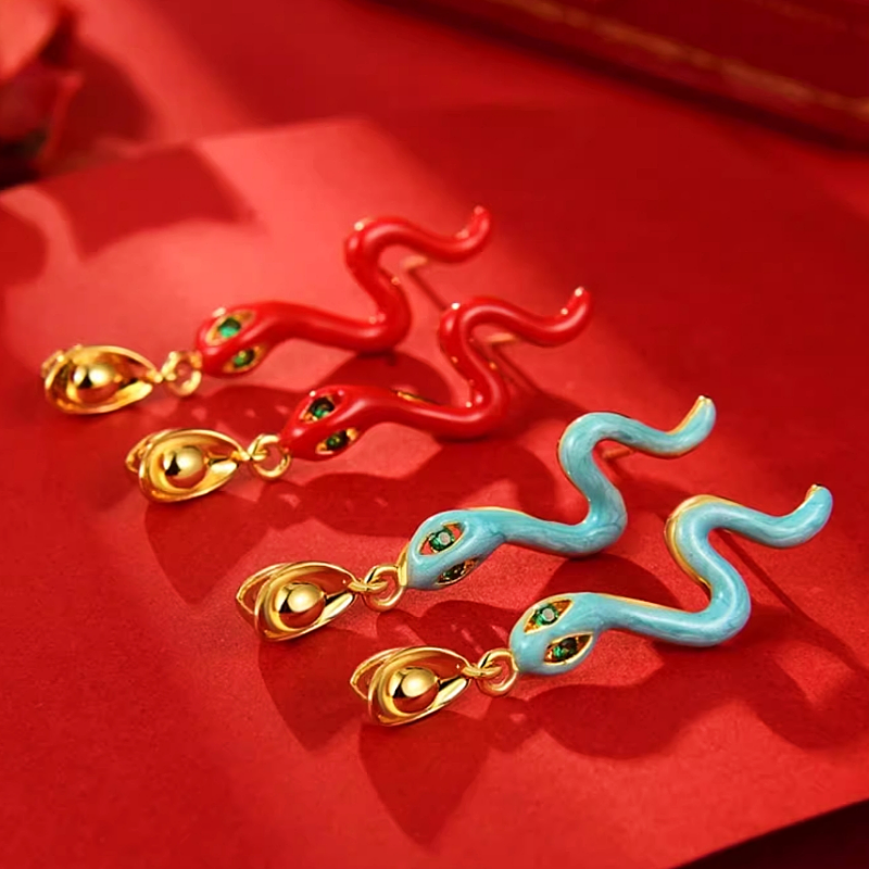 18K Gold-plated Ingot Snake Earrings