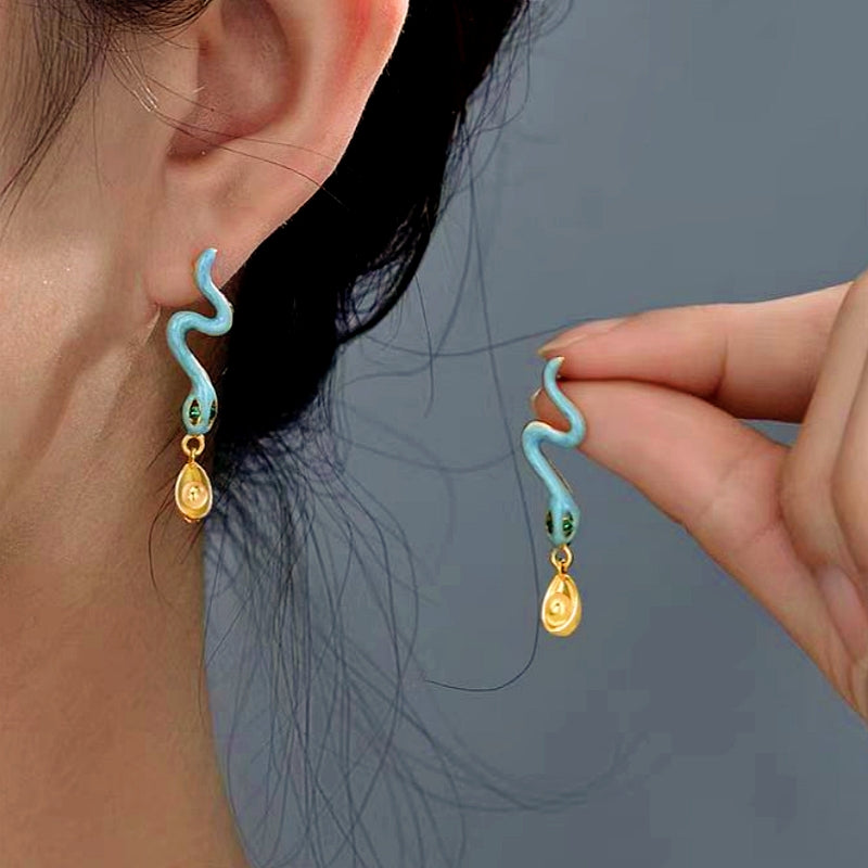 18K Gold-plated Ingot Snake Earrings