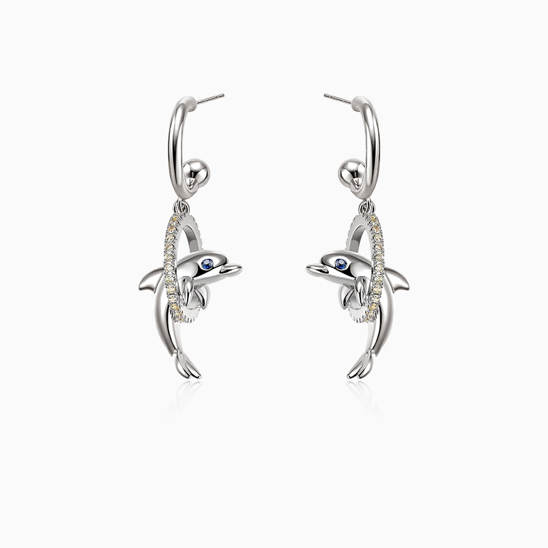 18K Gold-plated Zircon dolphin Earrings