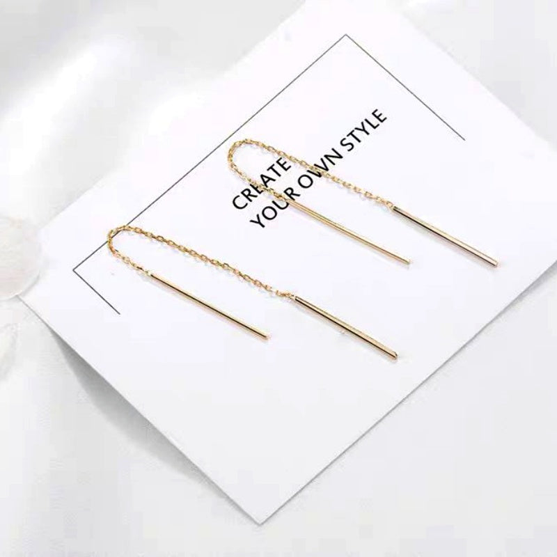 18K Gold Plated Chain Tassel Long Earrings