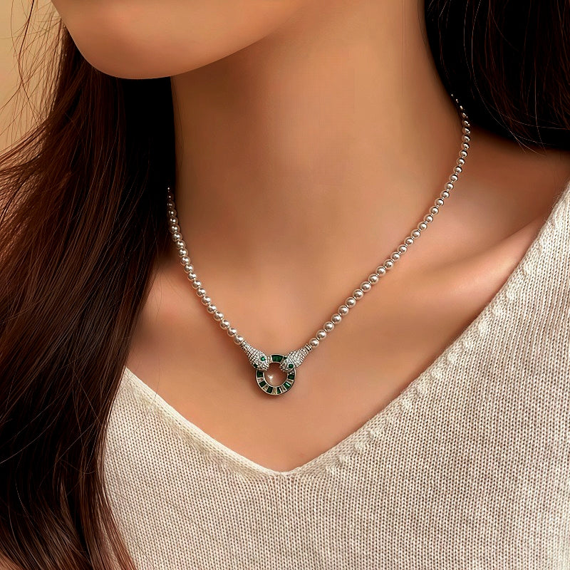 18K Gold-Plated Zircon Snake Earrings And Necklace Set