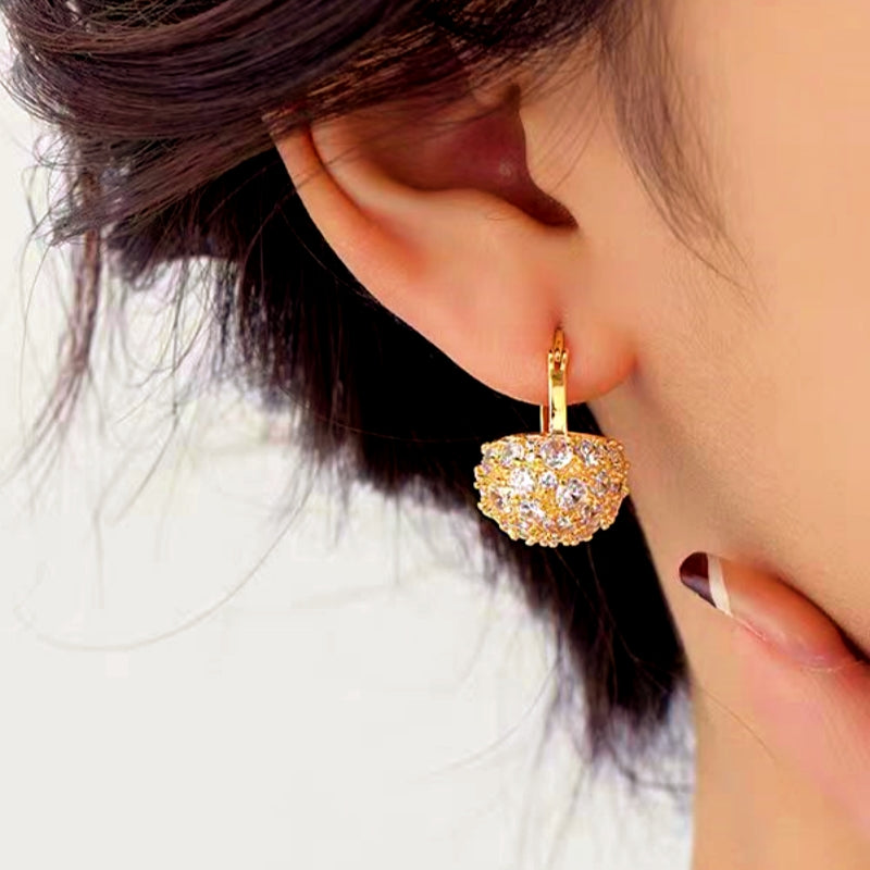 18k Gold-Plated Zircon Diamond Basket Earrings