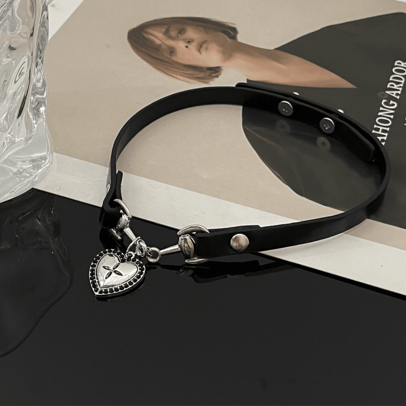 Black Love Leather Choker