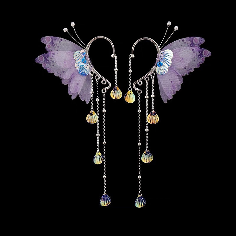Crystal Butterfly Tassel Cuffs ( 1 Pair )