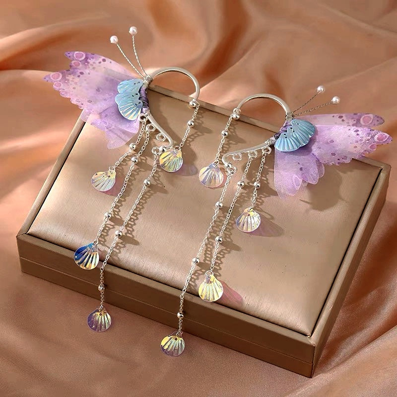 Crystal Butterfly Tassel Cuffs ( 1 Pair )