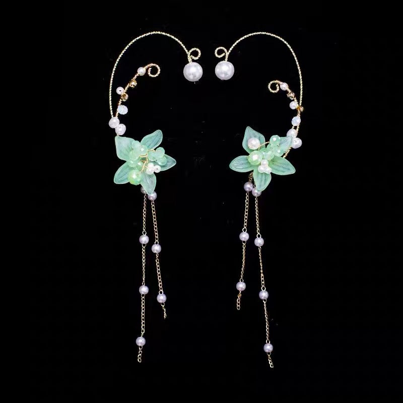 Crystal Flower Cuffs ( 1 Pair )
