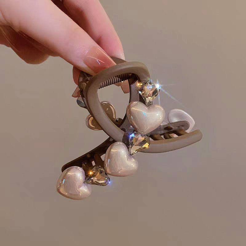 Elegant Brown Pearl Rhinestone Hair Clips