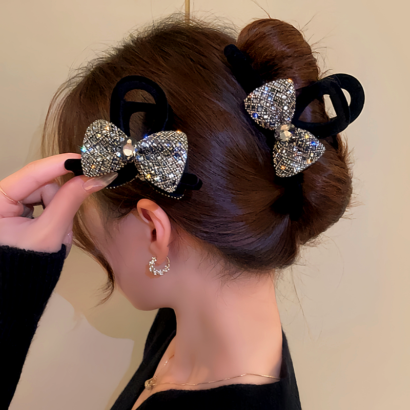 Elegant Diamond Bow Hair Clip