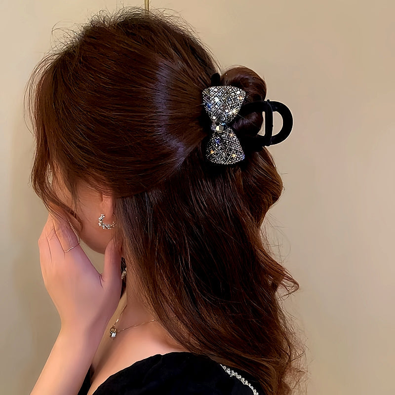 Elegant Diamond Bow Hair Clip