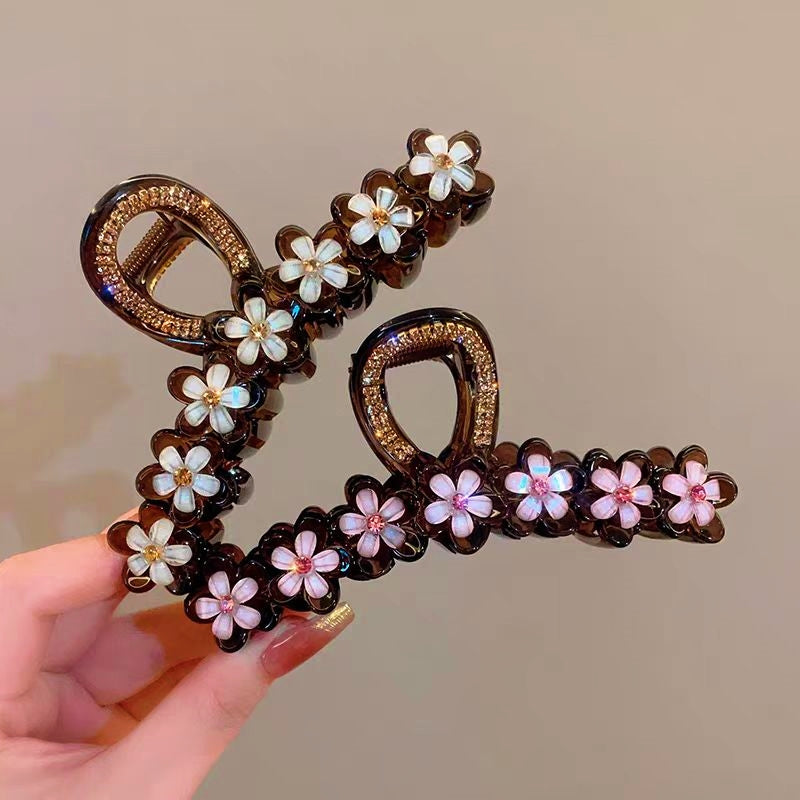 Elegant Diamond Flower Hair Clips