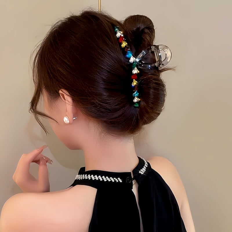 Elegant Dopamine Colored Love Acrylic Hair Clip