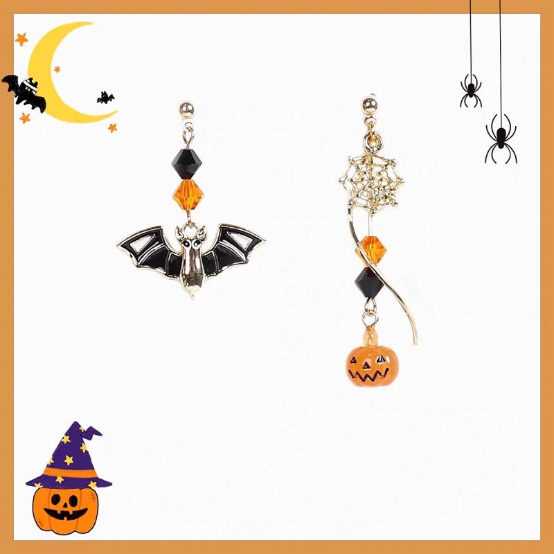 Halloween 14K Gold-Plated Pumpkin And Bat Earrings