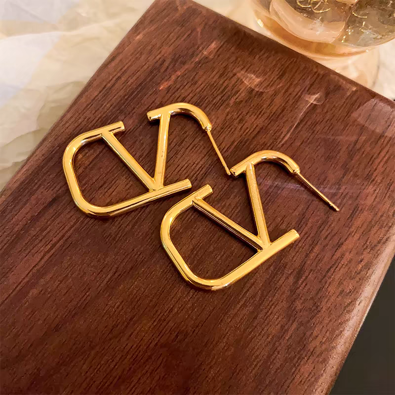 Silver Post 14K Gold-Plated Hollow Triangular Earrings