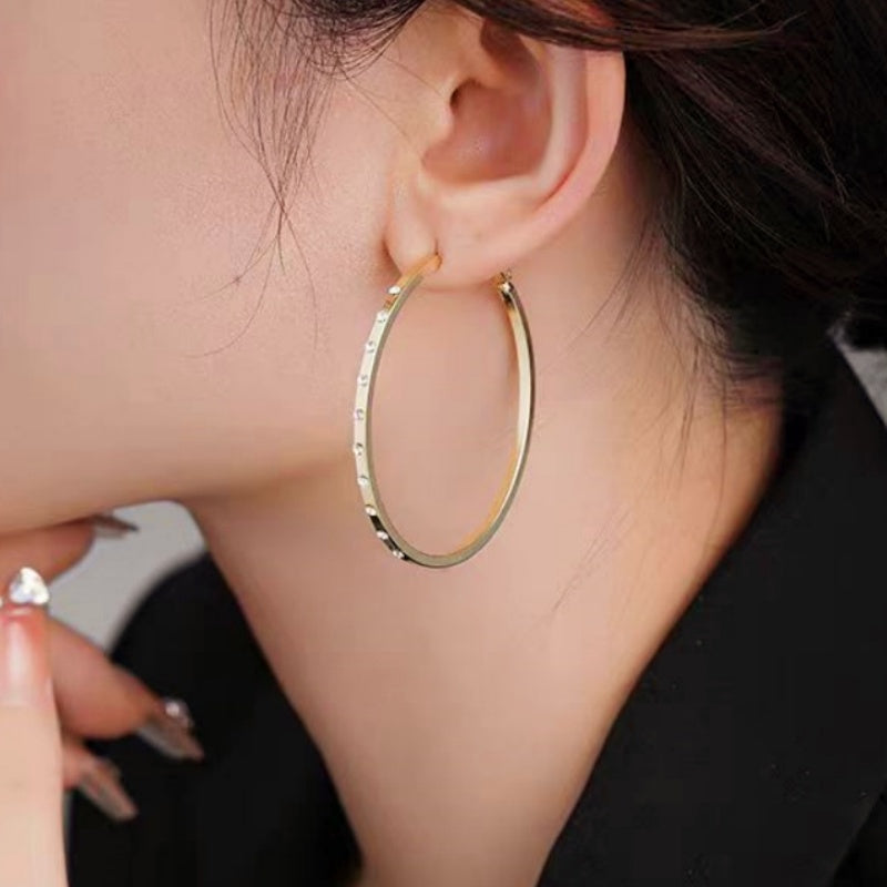 Silver Post 14K Gold-Plated Large Hoop Earrings
