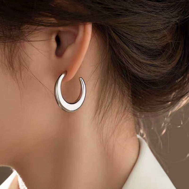 Silver Post C-Shaped Earrings