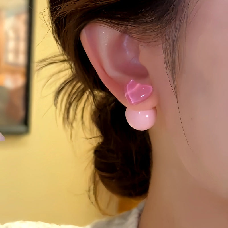 Silver Post Candy Color Heart Earrings