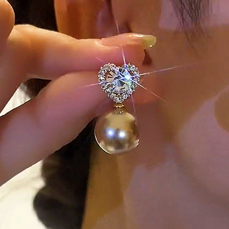 Silver Post Champagne Color Pearl Earrings