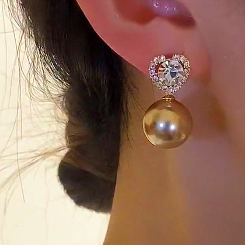 Silver Post Champagne Color Pearl Earrings