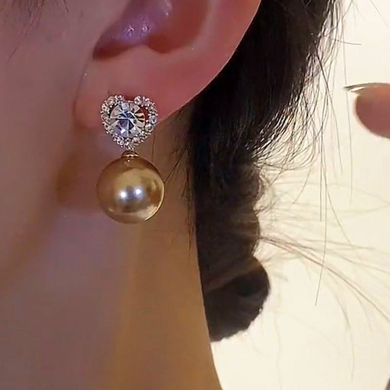 Silver Post Champagne Color Pearl Earrings